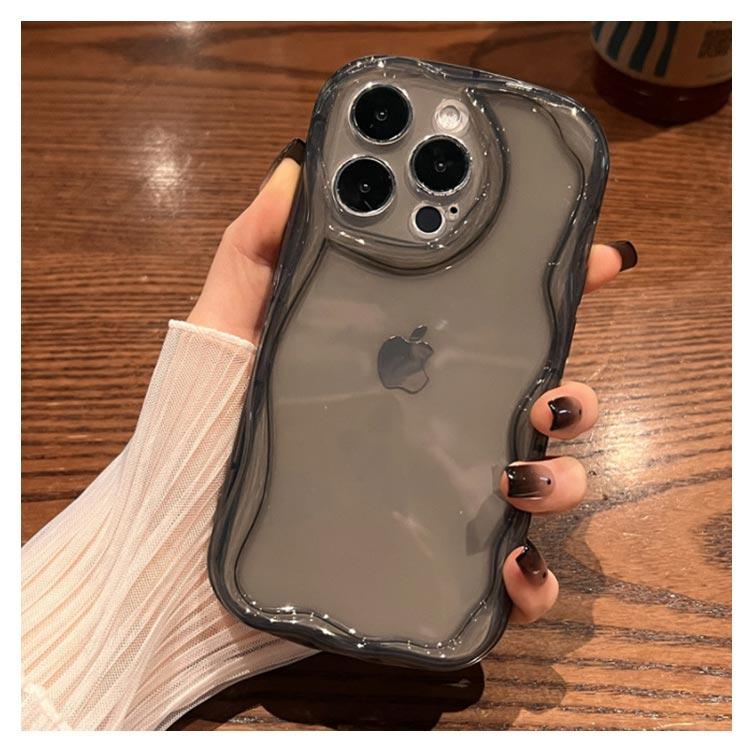 iPhone16ケース クリア ウェーブ シリコン max iphone15 韓国 なみなみ