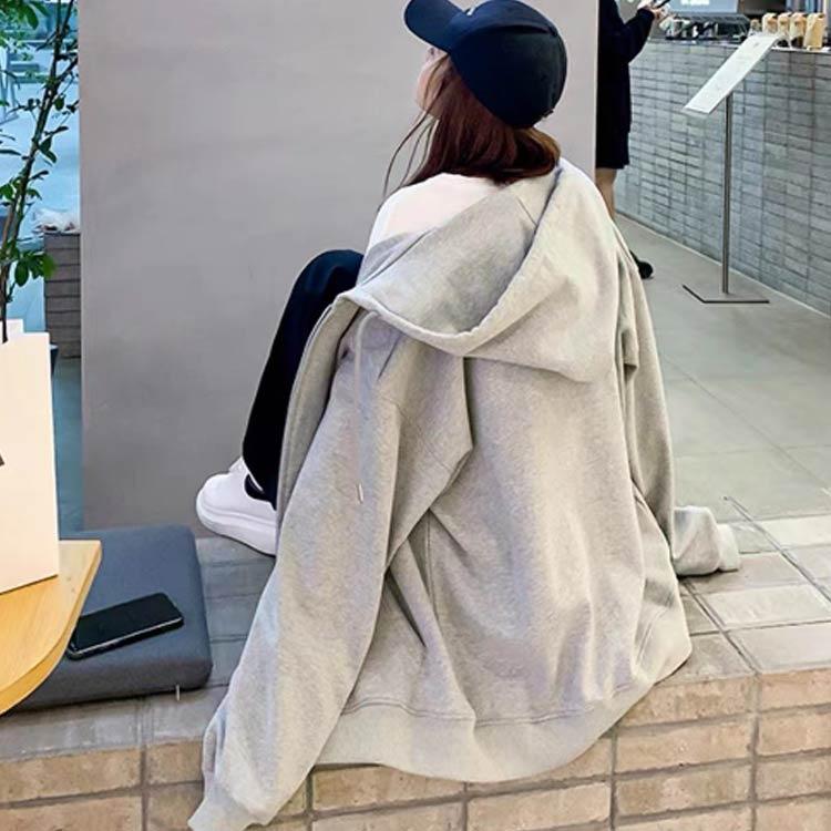 秋 フード付き おしゃれ ブラック パーカー ジップパーカー シンプル