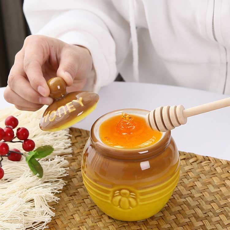 攪拌棒付き ハニーポット 蜂蜜貯蔵タンク はちみつ容器 蜂蜜ホルダー