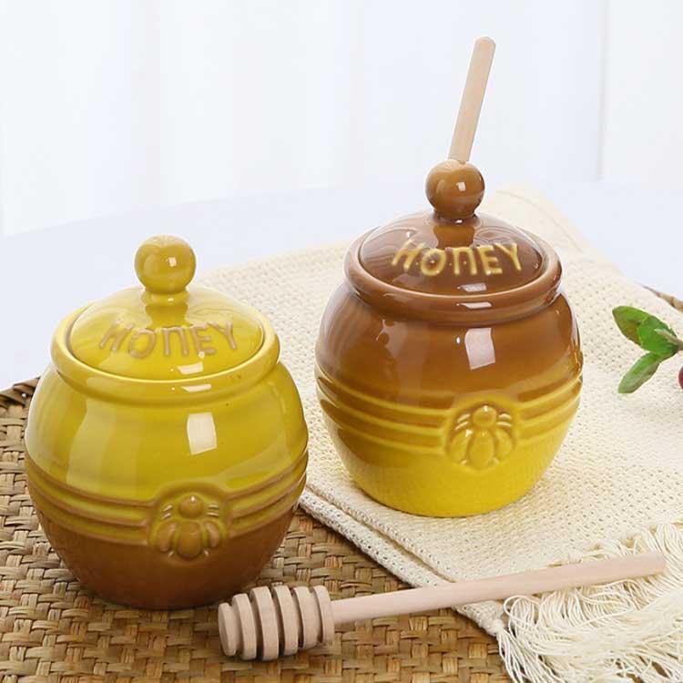 攪拌棒付き ハニーポット 蜂蜜貯蔵タンク はちみつ容器 蜂蜜ホルダー