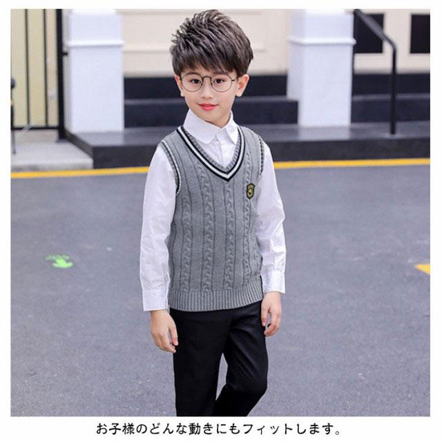 フォーマルベスト 120 180 Vネック 子供服 綿100% ジュニア ニット 
