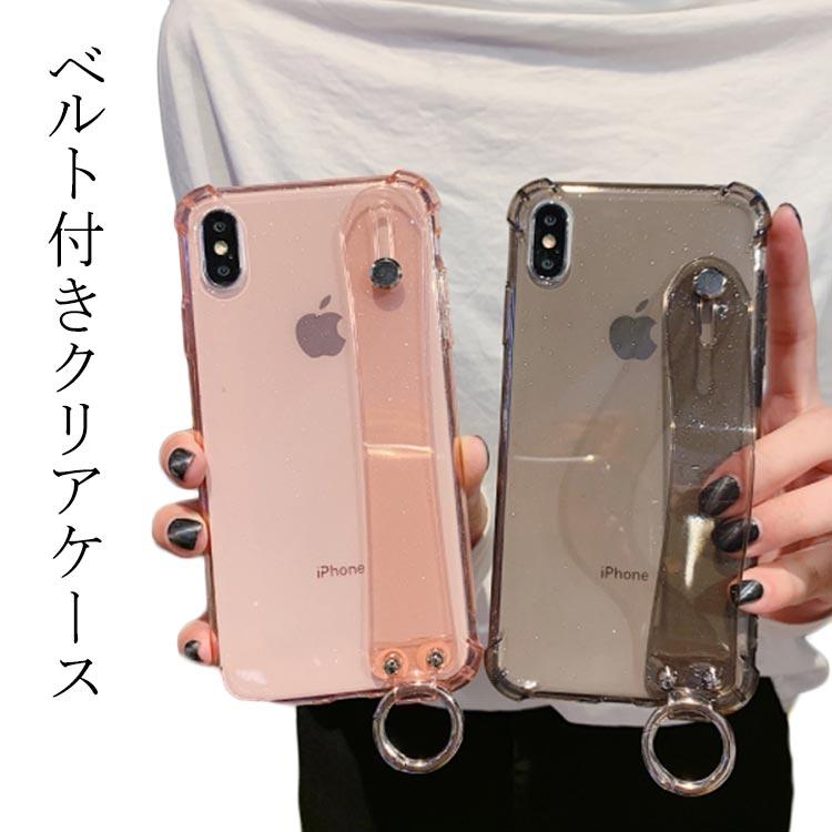 ケース カラビナ付き iPhone15 ベルト付き 背面 クリアケース TPU 透明
