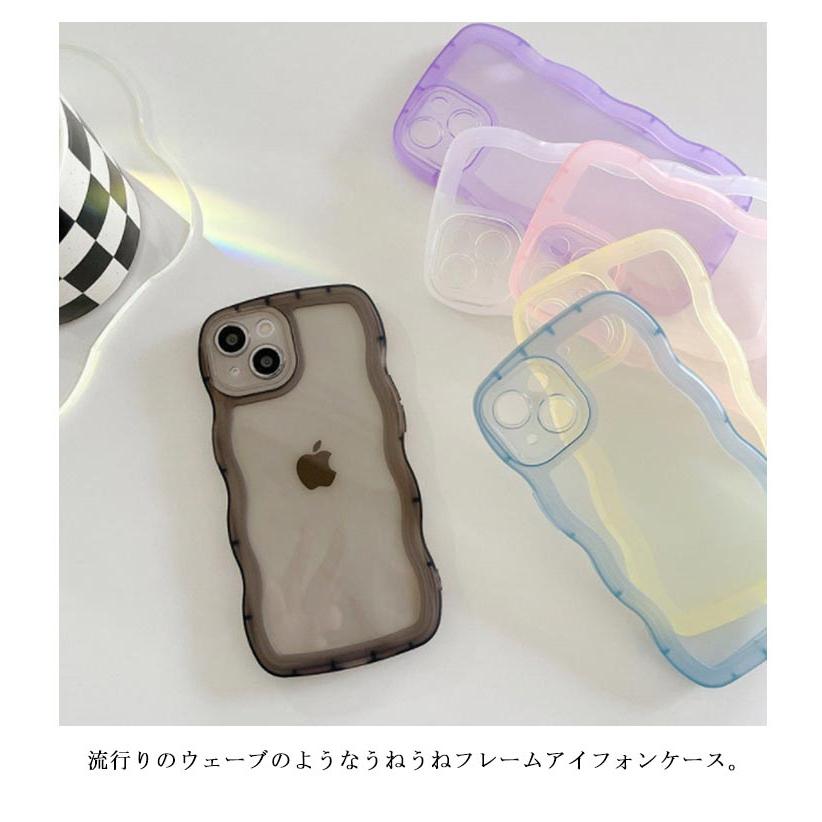 全6色！クリアケース 透明 可愛い iPhoneケース クリア うねうね