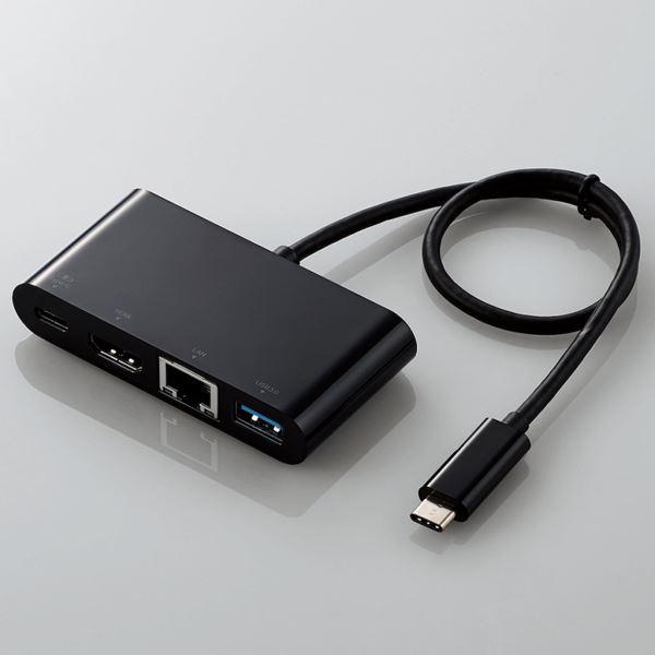 エレコム Type-Cドッキングステーション/PD対応/充電用Type-C1ポート/USB(3.1)1ポート/HDMI1ポート/LANポート/30cmケーブル/ブラック DST-C09BK(代引不可)