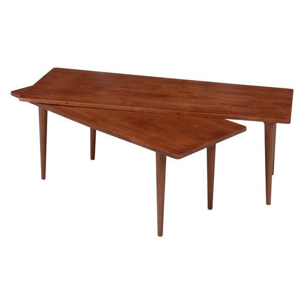 センターテーブル ローテーブル 幅122cm ミディアムブラウン 木製 回転