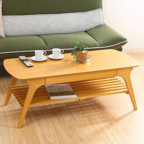 センターテーブル ローテーブル 幅110×奥行50×高さ40cm ナチュラル 引き出し 棚付き リビング ダイニング〔代引不可〕(代引不可) センターテーブル ローテーブル リビング 幅110×奥行50×高さ40cm ナチュラル 引き出し 棚付き ダイニング