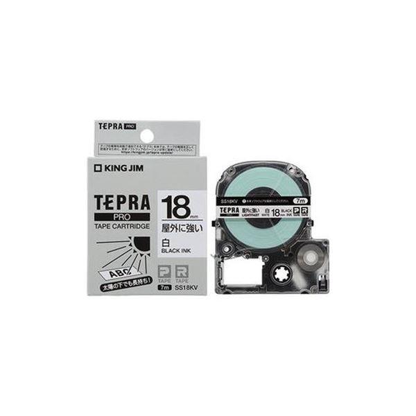 （まとめ）キングジム テプラPROテープ屋外に強い白／黒文字 18mm SS18KV〔×5セット〕(代引不可)