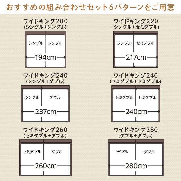 ブランドサイト ベッド ワイドキング 220(S+SD) ボンネルコイルマットレス付き ヴィンテージブラウン 2台セット 収納付き 宮付き 棚付き コンセント付き(代引不可)