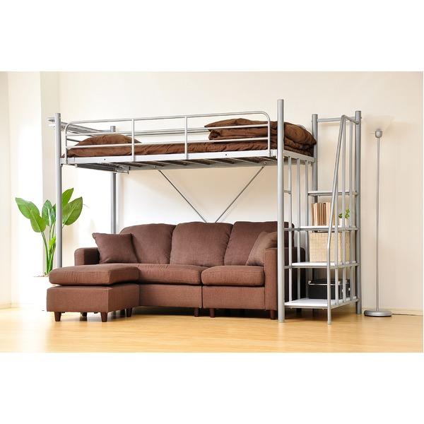 50 Off 階段付き 宮付き ロフトベッド シングル フレームのみ シルバー 2口コンセント付き ベッドフレーム 訳ありセール格安 Www Kslcity Com My