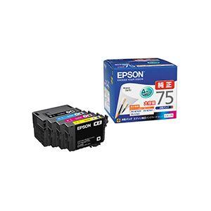 まとめ) エプソン EPSON インクカートリッジ 大容量4色パック IC4CL75