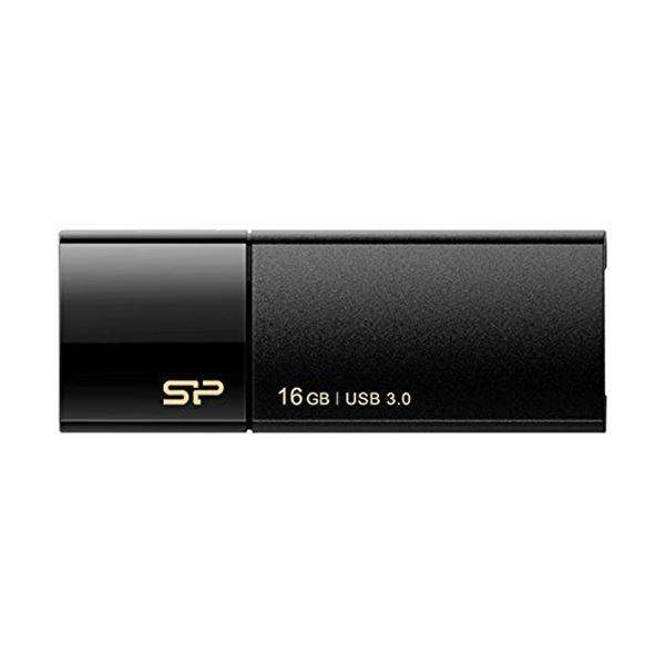 (まとめ) シリコンパワー USB3.0スライド式フラッシュメモリ 16GB ブラック SP016GBUF3B05V1K 1個 〔×10セット〕