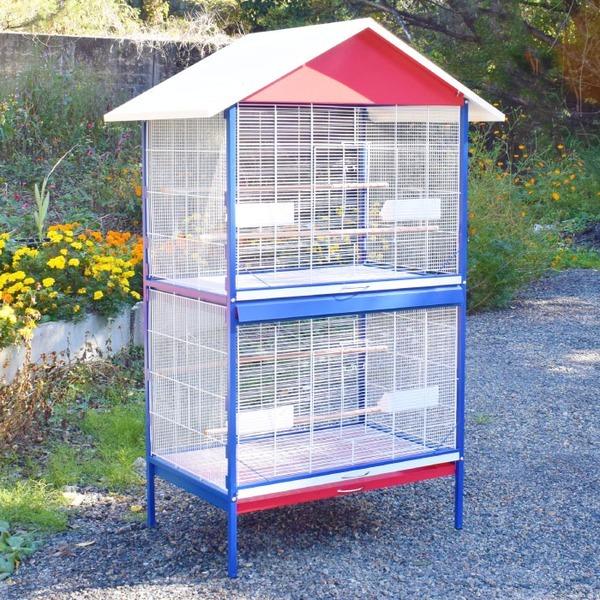 2部屋式 大型鳥かご オウム ヨウム 大型インコ用 バードゲージ 大型鳥かご 組立品