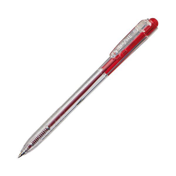 素敵な ノック式なめらかインク油性ボールペン （まとめ）TANOSEE グリップなし 〔×3セット〕 （軸色：クリア）1セット（100本：10本×10パック） 赤 0.5mm 万年筆