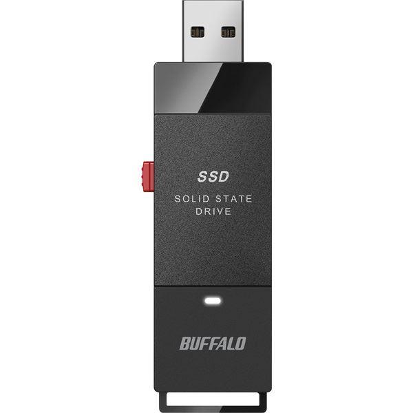 韓国ファッション バッファロー 抗ウイルス・抗菌ポータブルSSD USB3.2(Gen1) Type-A スティック型 500GBブラック SSD-PUTVB500U3-B(代引不可)