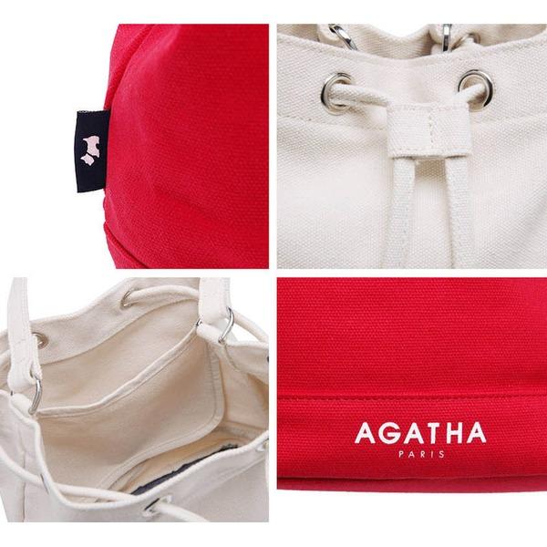 2022年製 新品 AGATHA（アガタ）AGT202-521 キャンバス生地の巾着型2Wayハンドバッグ／カーキ(代引不可)