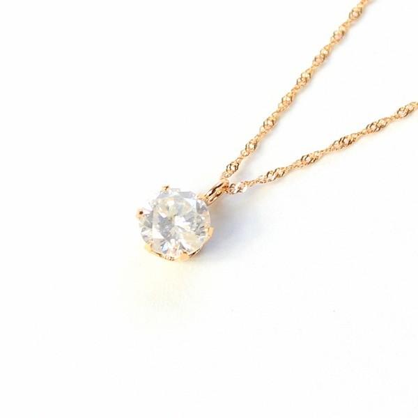 良品が安い 輸入雑貨 幸運のしっぽ18金ピンクゴールド 0.5ct ダイヤモンドペンダント ネックレス〔代引不可〕 肌触りがいい 18金 K18 フィルド シンプル ピンクゴールド 一粒ダイヤ ネックレス