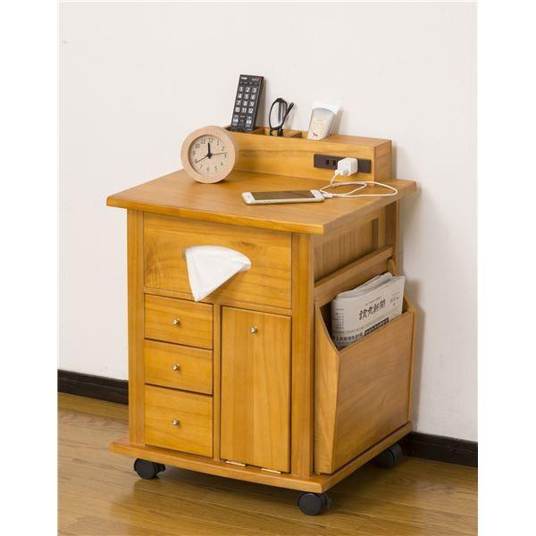 すっ桐 ナイトワゴン/サイドテーブル 〔幅43cm×奥行38cm〕 木製 二口