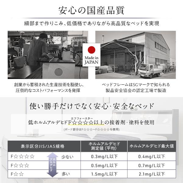 ベッド 日本製 低床 連結 ロータイプ 木製 照明付き 棚付き コンセント付き シンプル モダン ホワイト セミシングル ベッドフレームのみ〔代引不可〕(代引不可)｜luckytail｜10