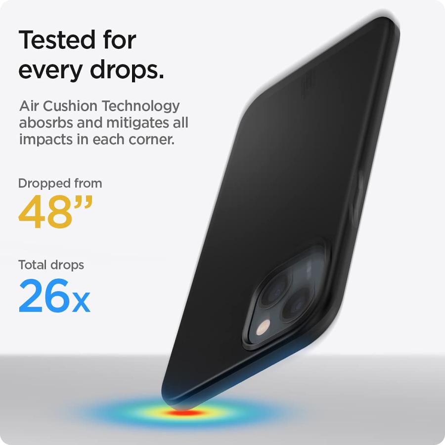 Spigen iPhone13mini ケース 薄型 軽量 指紋防止 ワイヤレス充電対応 マット仕上げ ACS03678 ブラック｜luckywagon｜04