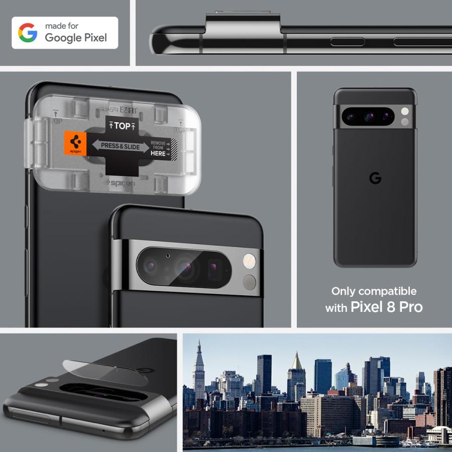 Spigen Google Pixel 8Pro カメラフィルム 保護 カメラ レンズ 2枚入 Glas tR EZ Fit Optik Pro AGL07394｜luckywagon｜02