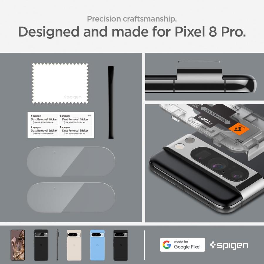 Spigen Google Pixel 8Pro カメラフィルム 保護 カメラ レンズ 2枚入 Glas tR EZ Fit Optik Pro AGL07394｜luckywagon｜07