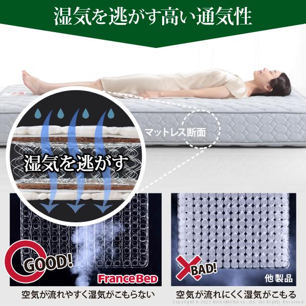 フランスベッド ライト 棚付きベッド -グラディス- 深型引出しタイプ シングル ツインサポートスプリングマットレスセット フランスベッド ツインサポートスプリングマットレスセット