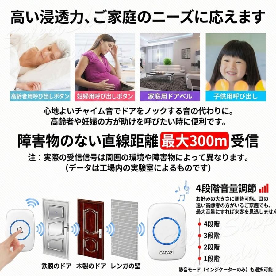 ワイヤレスチャイム インターホン チャイム 玄関チャイム 呼び出しベル