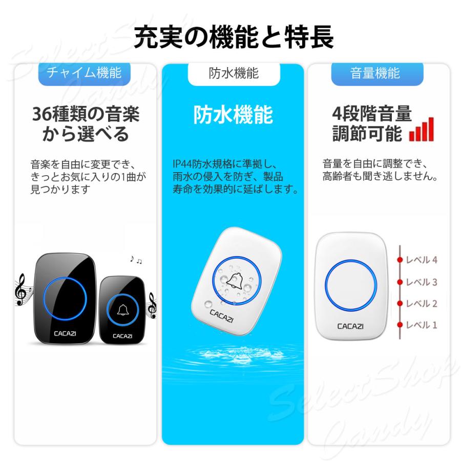 ワイヤレスチャイム インターホン チャイム 玄関チャイム 呼び出しベル