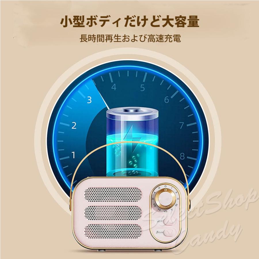 レトロBluetoothスピーカー、ポータブルBluetoothビンテージ ミニスピーカー ポータブルスピーカー レトロ ステレオ Bluetooth