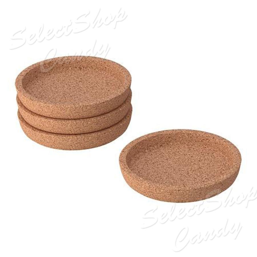 イケア（IKEA） コースター 4個セット コルク 10cm 深め シンプル