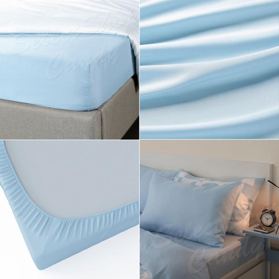 イケア（IKEA） ボックスシーツ ベットシーツ ベットカバー ブルー