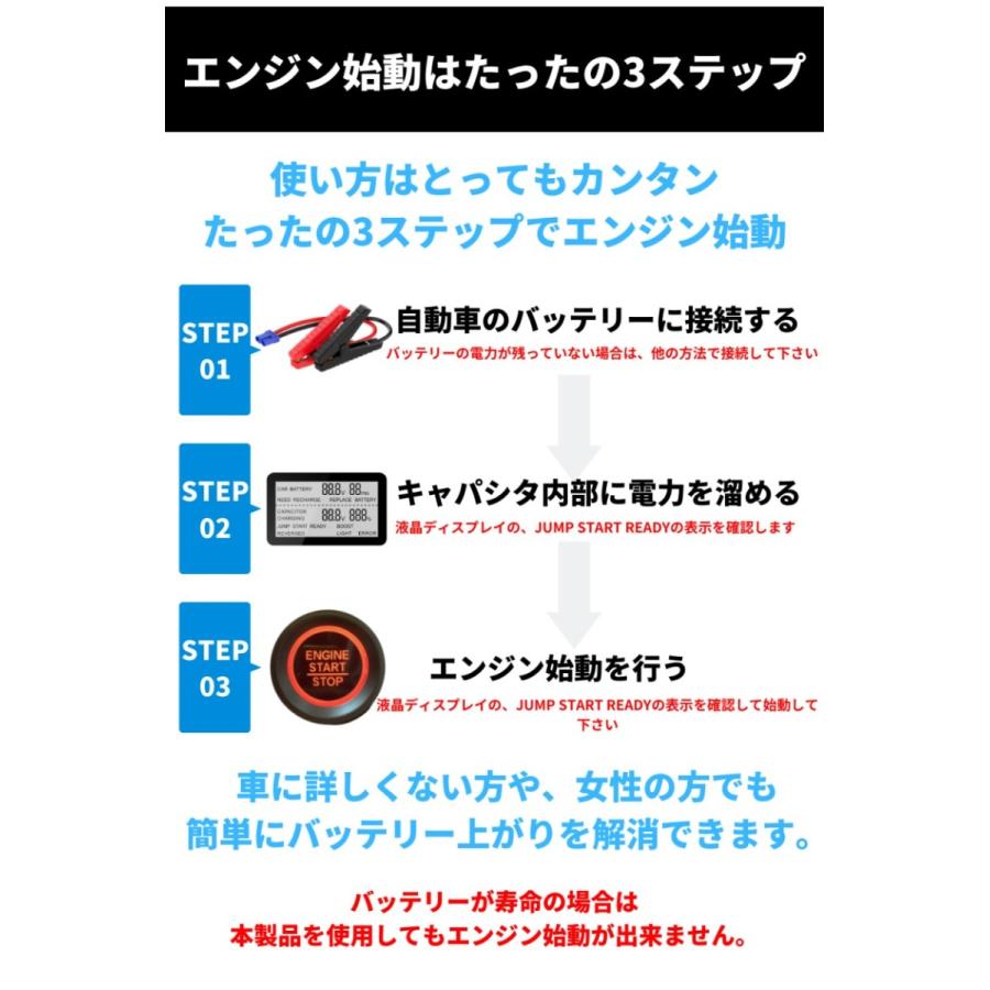 ジャンプスターター スーパーキャパシタ搭載 エンジンスターター 12V 専用 バイクバッテリー バッテリー上がり LUFT | LUFT（カー用品） | 11