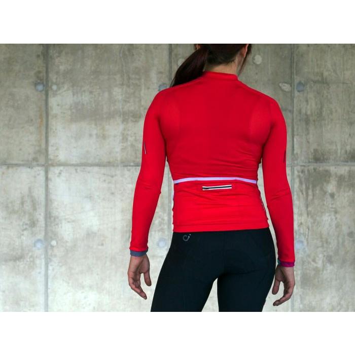 Velocio サイクルジャージ ロングスリーブ 春夏 Sレディース レッド