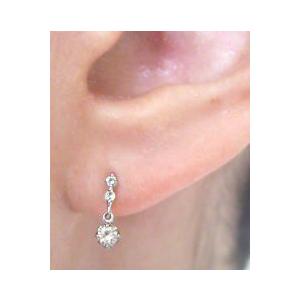 ダイヤモンドピアス あすつく 大特価 pt900 0.2ct スリーストーン