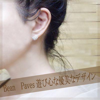ダイヤモンドピアス K18YG PG WG 0.38ct パヴェピアス BeanPaves コロ 