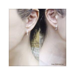 フープピアス K18YG PG WG pt900 0.3ct バケットカット ダイヤモンド