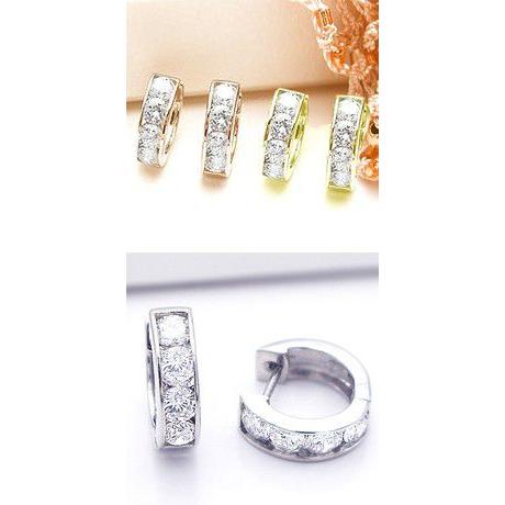 フープピアス あすつく 大特価 K18YG PG WG 1.0ct ダイヤモンド レール