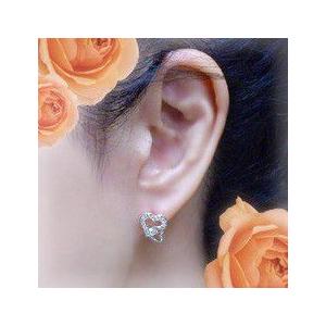 ダイヤモンドピアス 高級☆pt900 0.2ct ハートピアス『DOUBLE HEART 