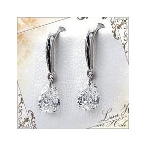 フックピアス 大特価 pt900 0.6ct ペアシェイプ ダイヤモンド レーザー 