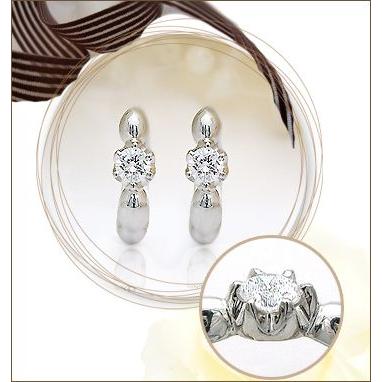 ダイヤモンドピアス K18YG PG WG 0.2ct 一粒ダイヤモンドピアス 