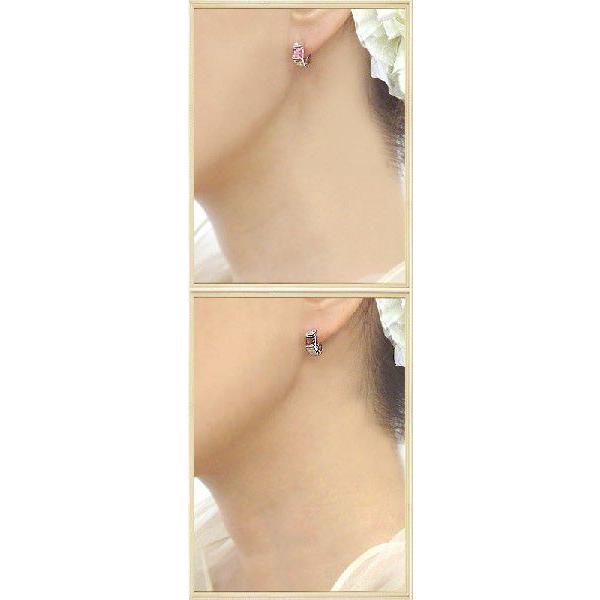 フープピアス K18YG PG WG 0.06ct ダイヤモンド カラーストーン 4×4 