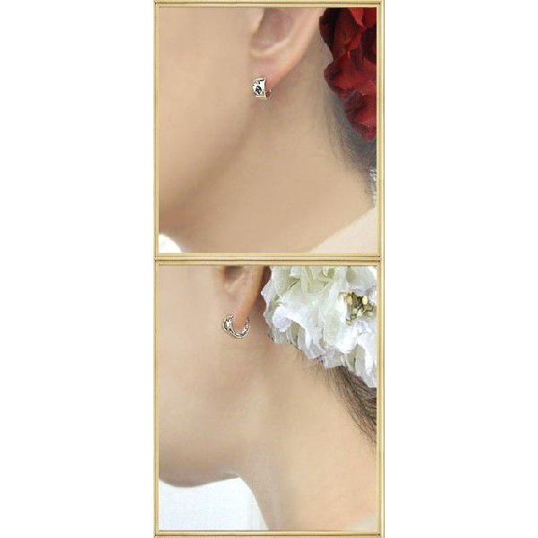 フープピアス【大特価】K18YG PG WG カラーストーン フープピアス 3×4 
