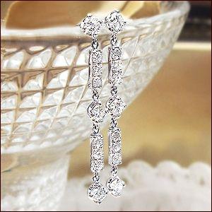 ダイヤモンドピアス K18YG PG WG 1.0ct ラインピアス ロングピアス『Barancez』SIクラス F〜Dカラー 無色透明 GOOD〜VERYGOOD 揺れるダイヤ ティアラ 棒ピアス