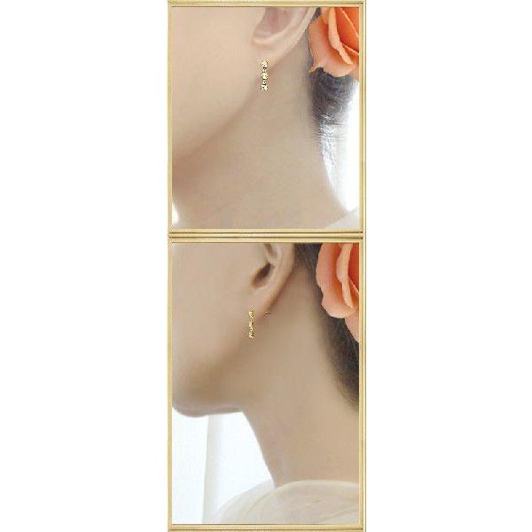スウィングピアス 限定品 K18YG 0.36ct スリーストーン ダイヤモンド