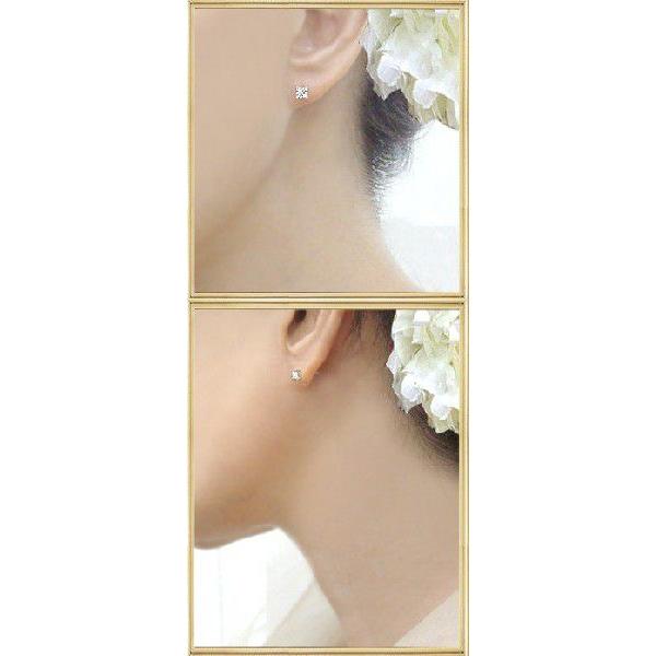ダイヤモンドピアス あすつく pt900 K18YG PG WG 0.20ct プリンセス