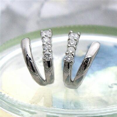 ダイヤモンドピアス K18YG PG WG 0.2ct ダイヤモンド エタニティピアス 