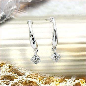 スウィングピアス あすつく 大特価 K18YG PG WG 0.12ct 一粒