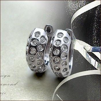 フープピアス K18YG PG WG pt900 0.4ct ドッツダイヤモンド『Dotdesign