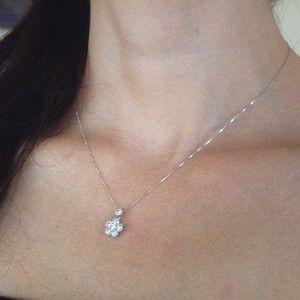 ペンダントネックレス【完全無色透明Fカラー】pt900【0.5ct】フラワー