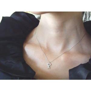 ペンダントネックレス K18YG PG WG 0.25ct ダイヤモンド ハート鍵 